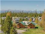An aerial shot of the camping cabins and RV sites at YELLOWSTONE GRIZZLY RV PARK - thumbnail