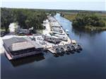 An aerial view of the docks and clubhouse at NATURE'S RESORT - thumbnail