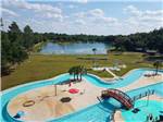 An aerial view of the lazy river and lake at RAGANS FAMILY CAMPGROUND - thumbnail