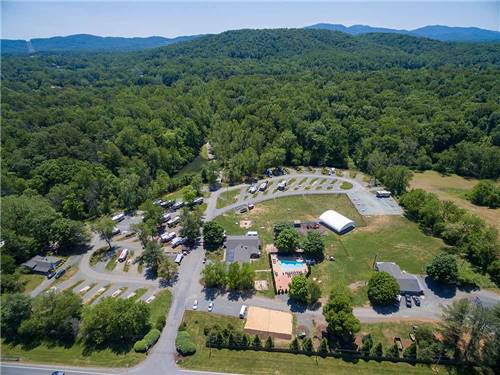Overhead view of campground at MISTY MOUNTAIN CAMP RESORT