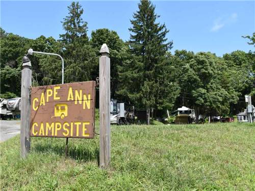 The front entrance sign at CAPE ANN CAMP SITE