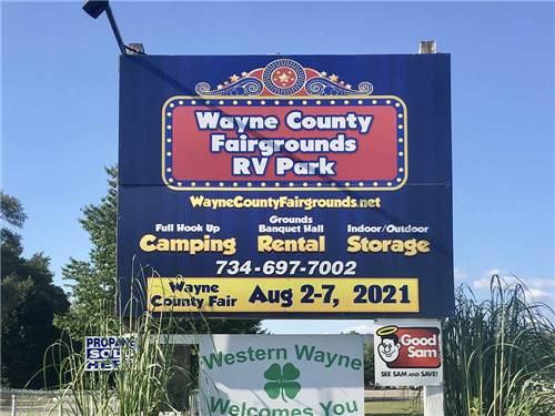 The front entrance sign at WAYNE COUNTY FAIRGROUNDS RV PARK