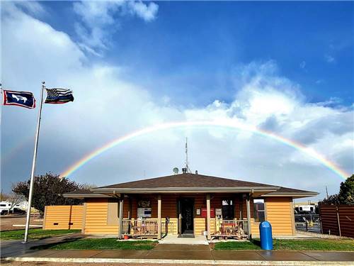 A rainbow over the office building at CHEYENNE RV RESORT BY RJOURNEY