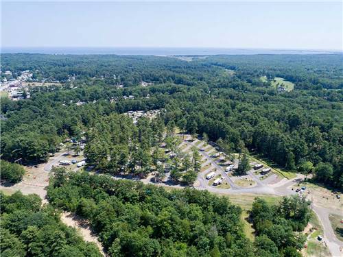An aerial view of the campsites at OLD ORCHARD BEACH CAMPGROUND