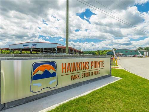 The front entrance sign at HAWKINS POINTE PARK, STORE & MORE
