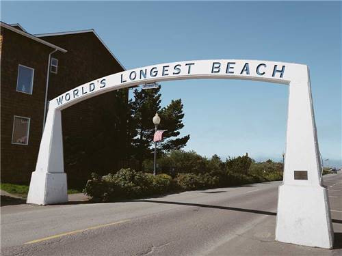 The World's Longest Beach sign nearby at WALLICUT RIVER RV RESORT