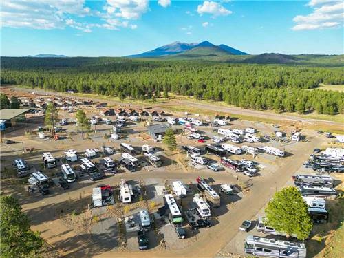 Aerial view over the campground at VILLAGE CAMP FLAGSTAFF
