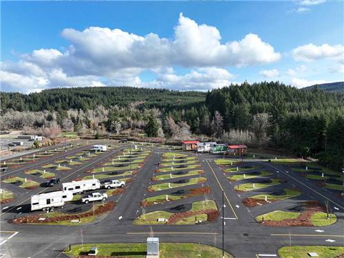 Aerial view of the campground at SPIRIT MOUNTAIN CASINO RV PARK