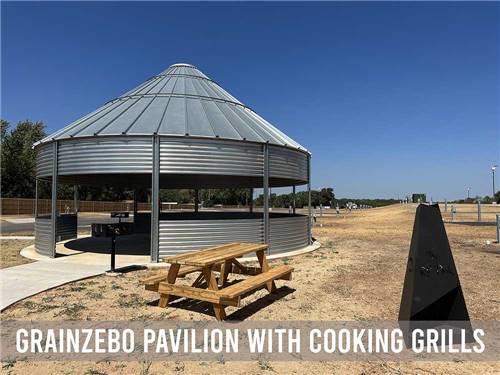 The Grainzebo pavilion with cooking grills at THE RV PARK AT KEYSTONE LAKE