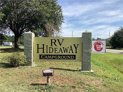 The front entrance sign at RV HIDEAWAY CAMPGROUND