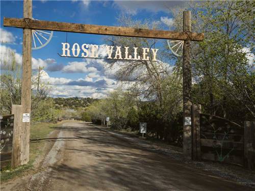 Sign leading into campground resort at ROSE VALLEY RV RANCH & CASITAS