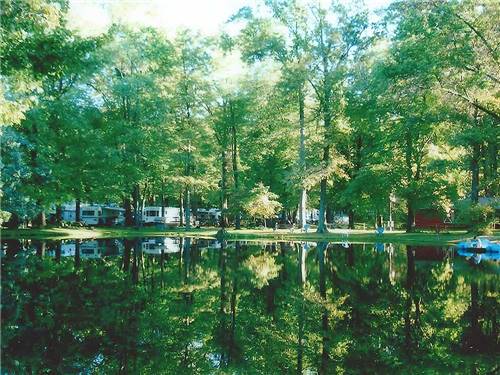 Beautiful view of campground reflected in water at CHEROKEE PARK CAMPGROUND