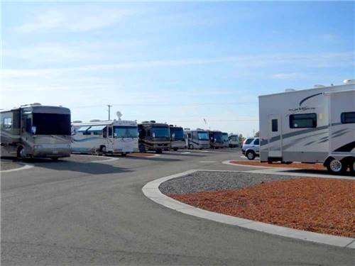 A paved road between RV sites at AMERICAN RV RESORT