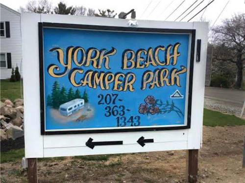 Sign at entrance to RV park at YORK BEACH CAMPER PARK