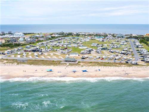 Aerial view of the campground and beach at CAMP HATTERAS RV RESORT & CAMPGROUND