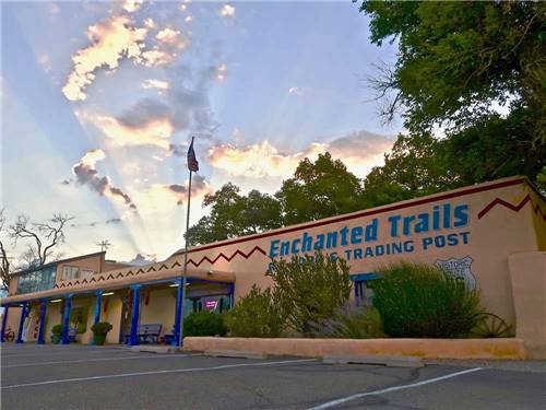 The front of the office building at ENCHANTED TRAILS RV PARK & TRADING POST