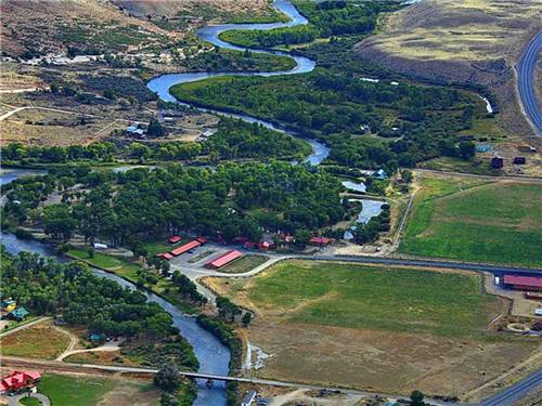Magnificent aerial view of campground at THE LONGHORN RANCH LODGE AND RV RESORT