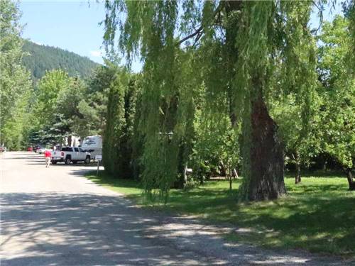 A gravel road leading to the RV sites at PAIR-A-DICE RV PARK
