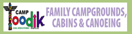 logo for Camp Toodik Family Campground, Cabins & Canoe Livery
