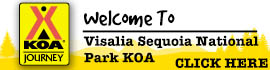 Ad for Visalia Sequoia National Park KOA Journey