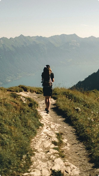 Image of a hiker in the mountains