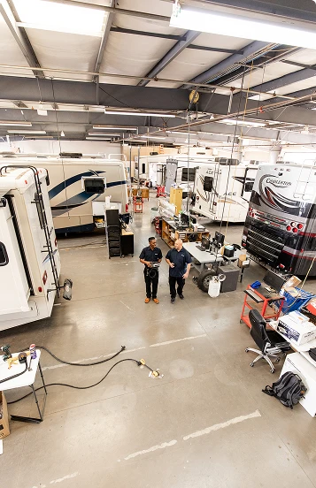 Image of an RV warehouse interior