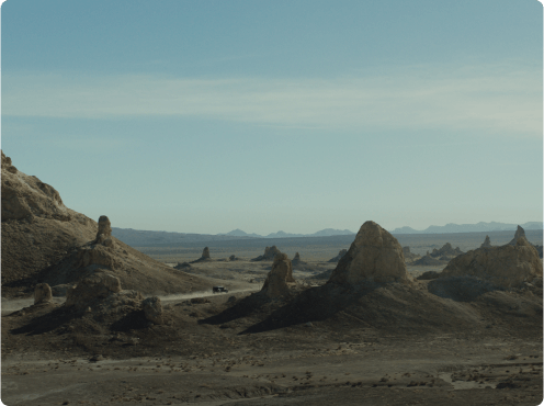 RV driving through scenic desert