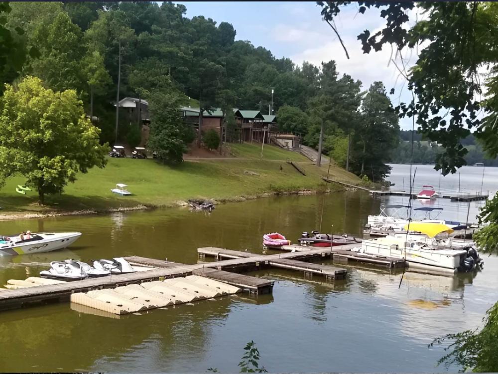Docks with jet skis and boats