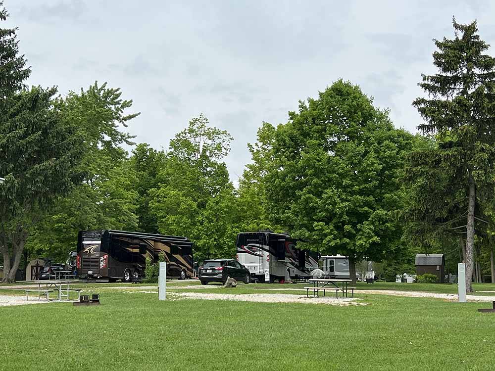 A group of gravel RV sites at MAPLE LAKES RECREATIONAL PARK