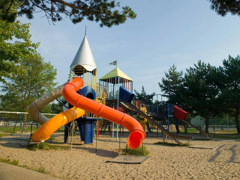 Slides at park playground at BRENNAN BEACH CAMPGROUND