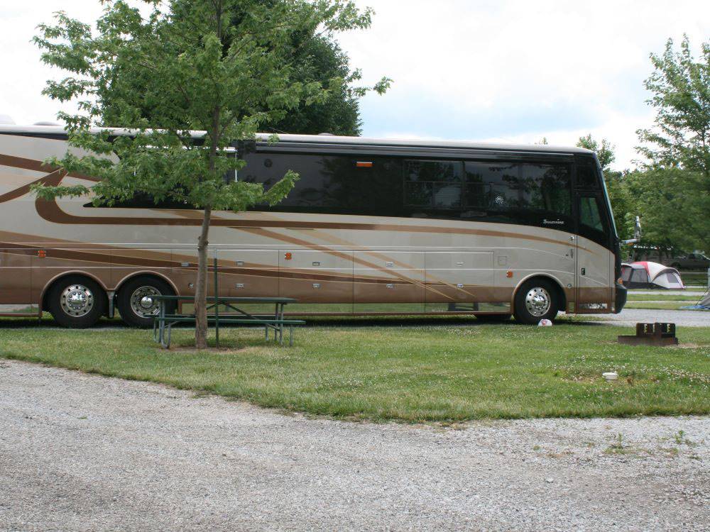 Class A motorhome at Indiana Beach Campground