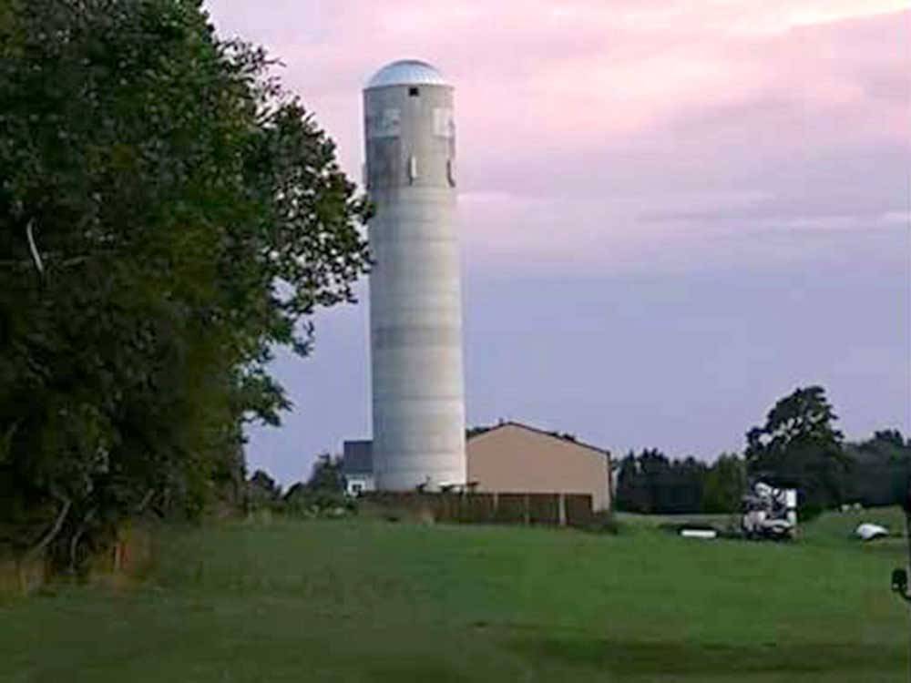 Farm silo in the country at GREENVILLE FARM FAMILY CAMPGROUND