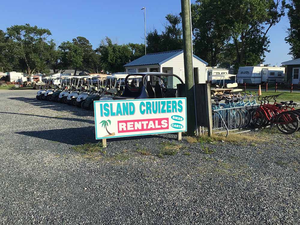 "Island Cruizers" available to rent at TOM'S COVE PARK
