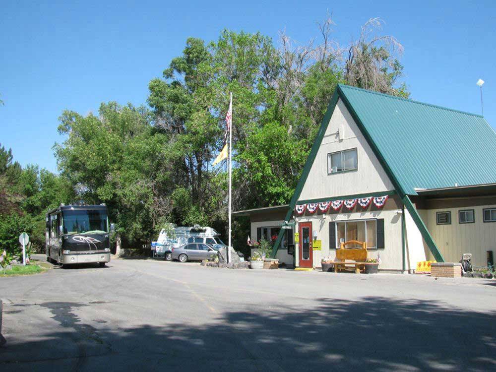 RV parked in front of lodge at 4th of July at SNAKE RIVER RV PARK AND CAMPGROUND