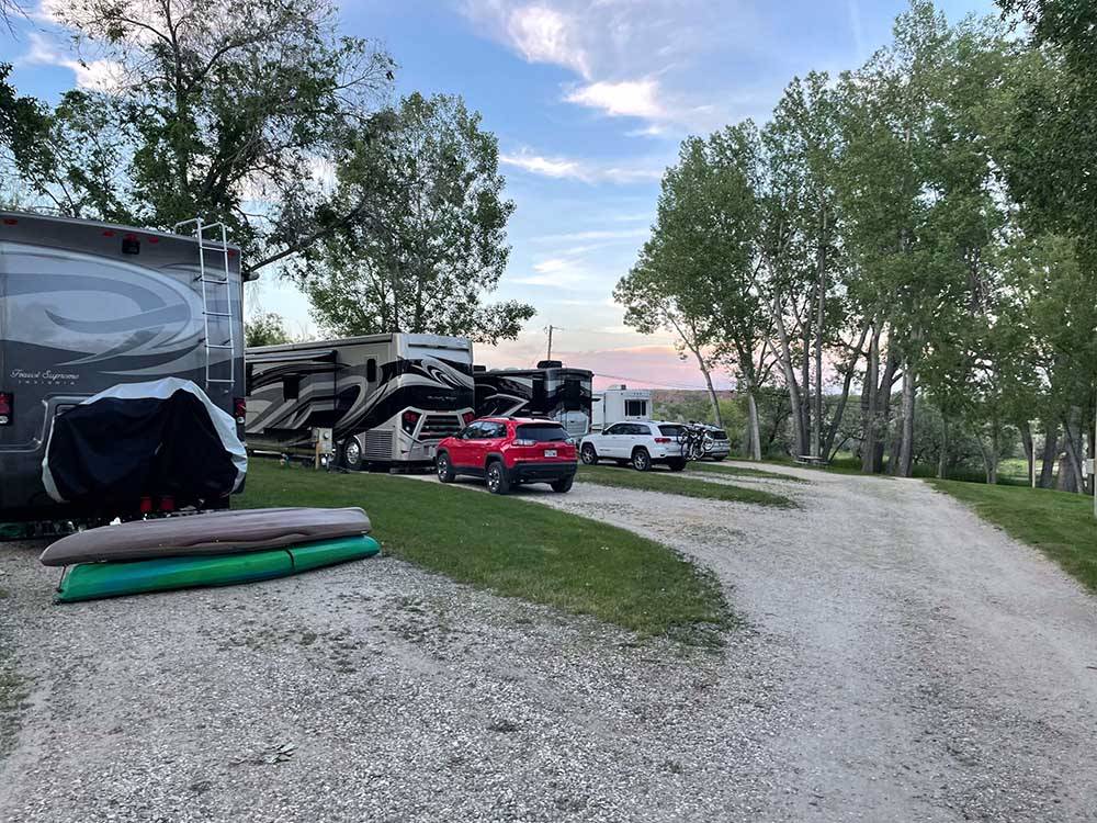 A row of gravel RV sites at DEER PARK