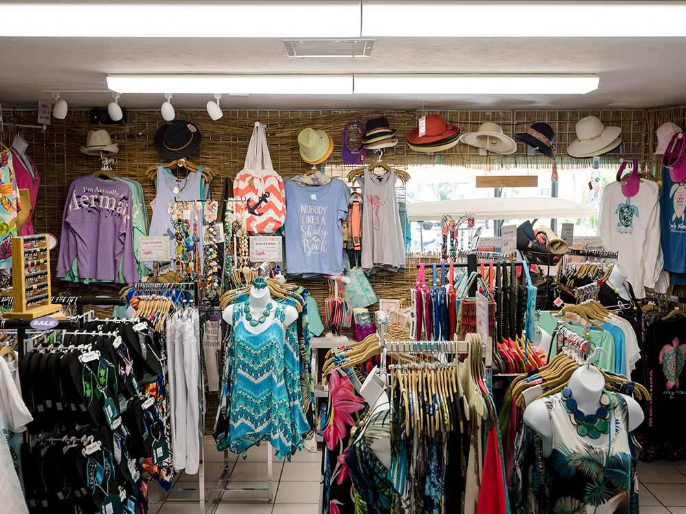 Gift store selling clothes at BOYD'S KEY WEST CAMPGROUND