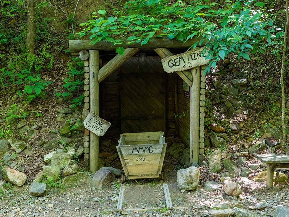 Entrance to old mining shaft at MISTY MOUNTAIN CAMP RESORT