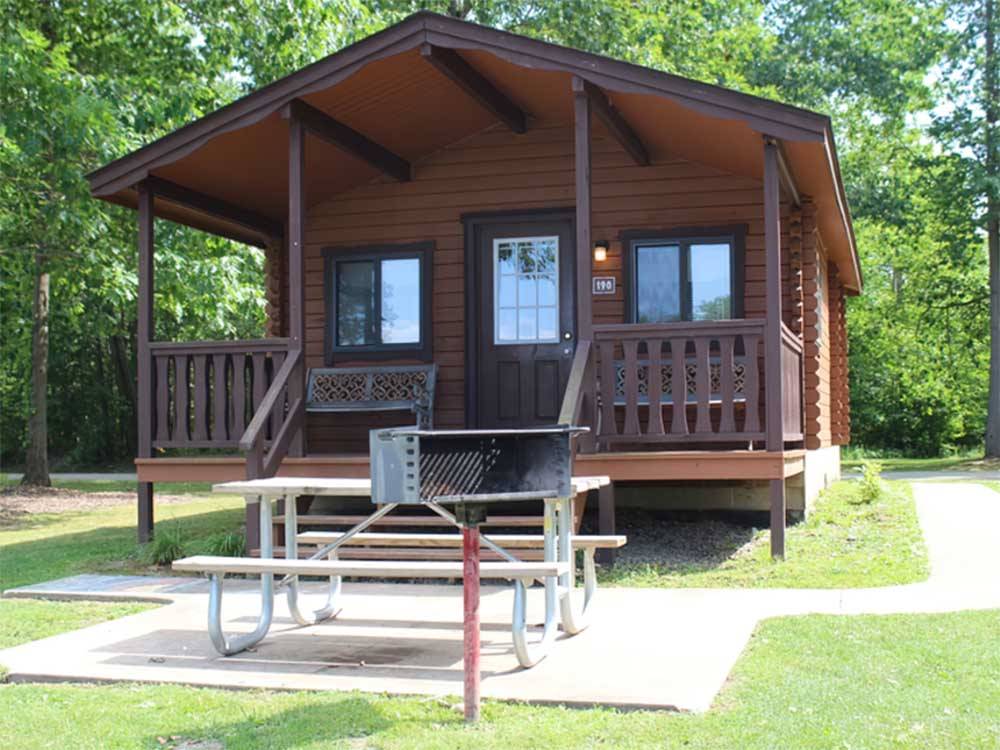 One of the rental cabins at ROUNDUP LAKE CAMPGROUND