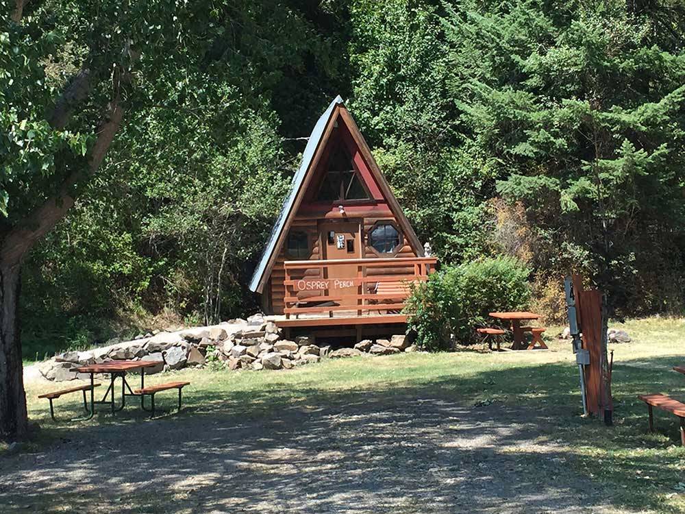 Log cabin in the mountains at WOLF LODGE CAMPGROUND