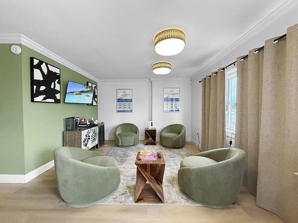 A TV lounge area in the rec room