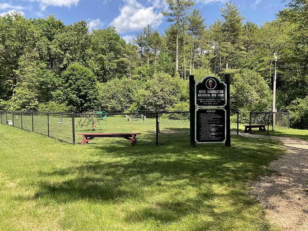 The fenced in pet area at WAKEDA CAMPGROUND