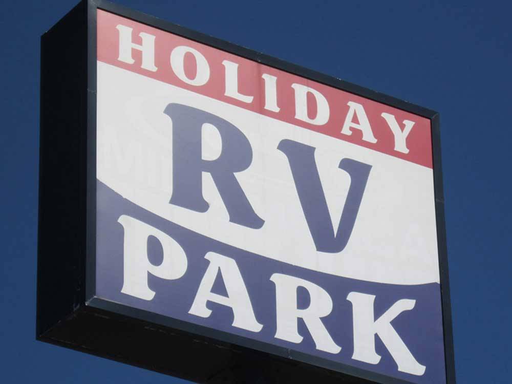 Sign leading into campground at HOLIDAY RV PARK  CAMPGROUND