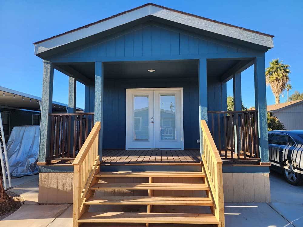 The front of one of the cabin rentals at NEEDLES MARINA RESORT