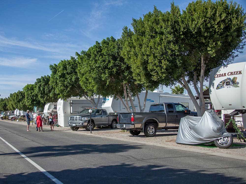 People camping in RVs and trailers at ENCORE DESERT PARADISE