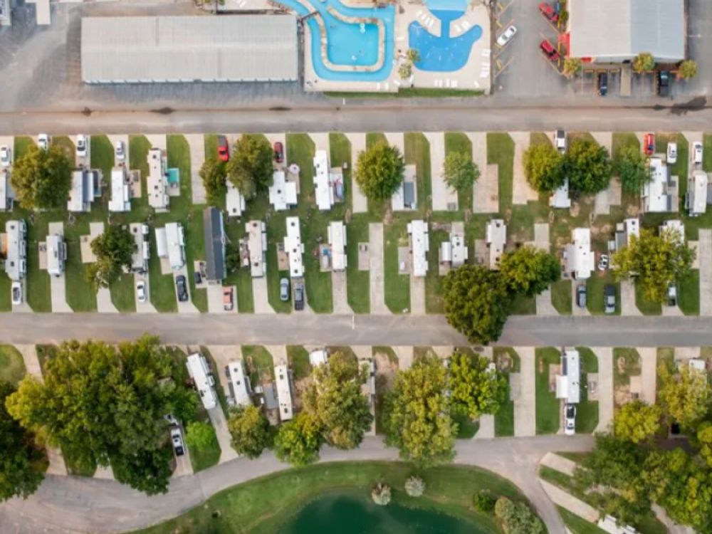 Aerial view of Campground at Johnny's Lakeside RV Resort