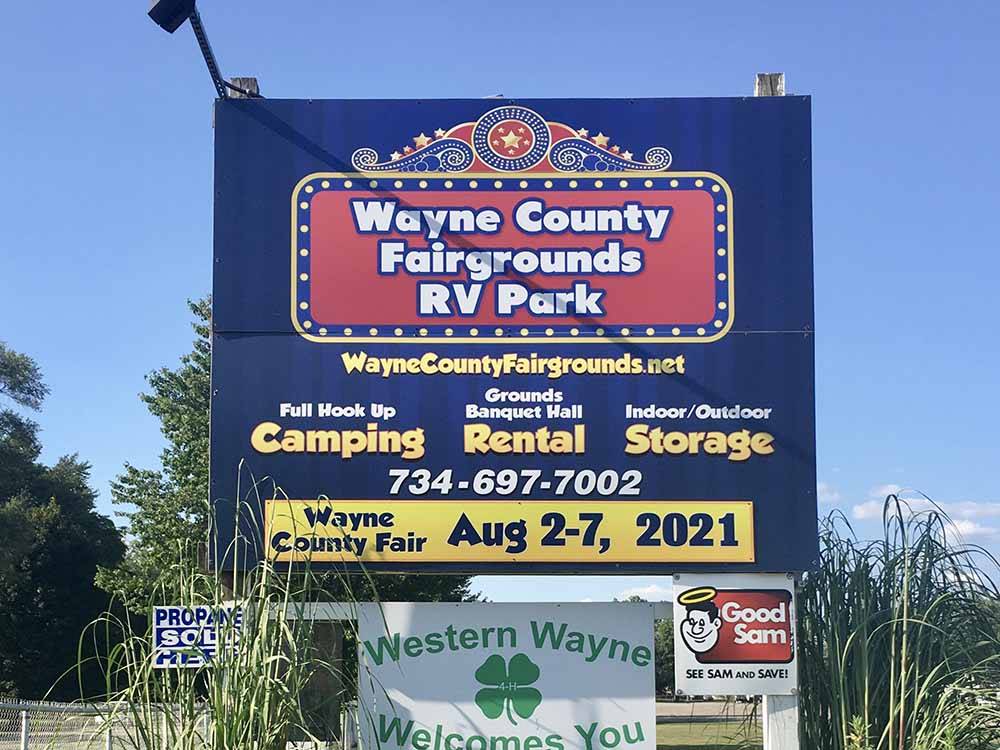 The front entrance sign at WAYNE COUNTY FAIRGROUNDS RV PARK