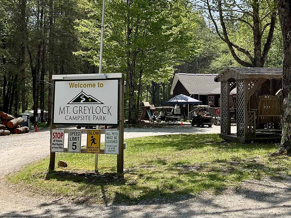 The front entrance sign at MT GREYLOCK CAMPSITE PARK