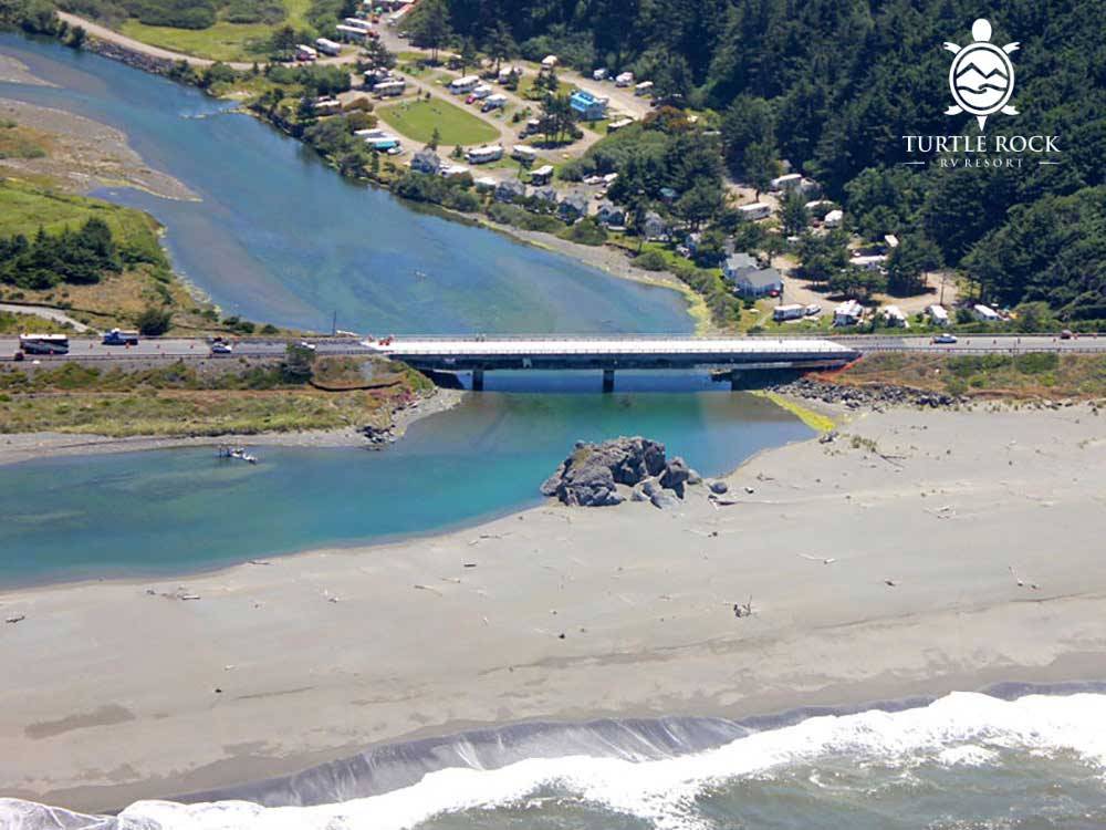 Aerial view over campground at TURTLE ROCK RV RESORT