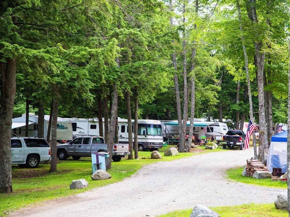 RVs and truck and trailers camping at PATTEN POND CAMPING RESORT