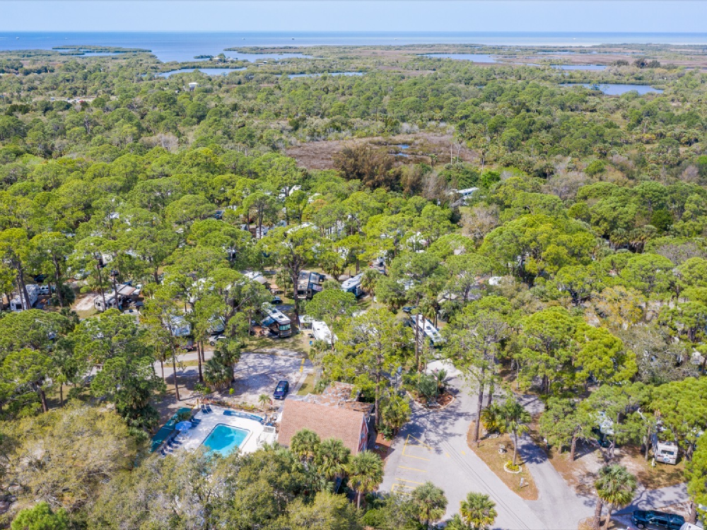 Aerial view of Campground at Suncoast RV Resort